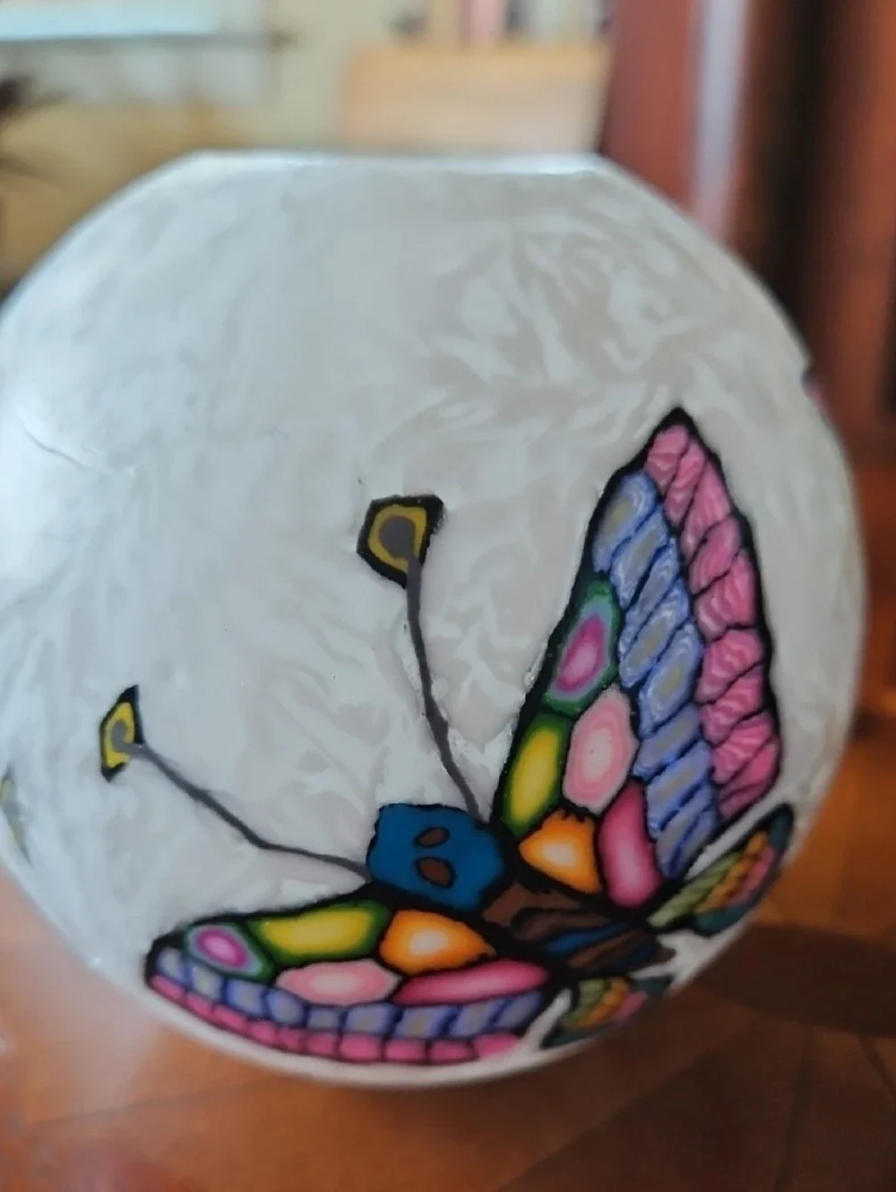 Set of 2 Handcrafted Sphere Art Candles - Butterfly & Floral Millefiori